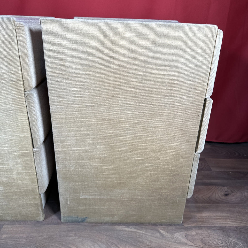 Velvet Bedside Vanity Cabinets Tables Mid Century 1970s Beige