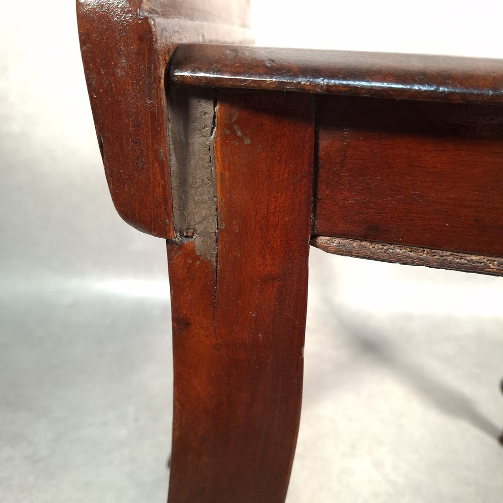 Victorian Mahogany Shield Back Chair | Brass Monogram | Antique | Previously Repaired | Used