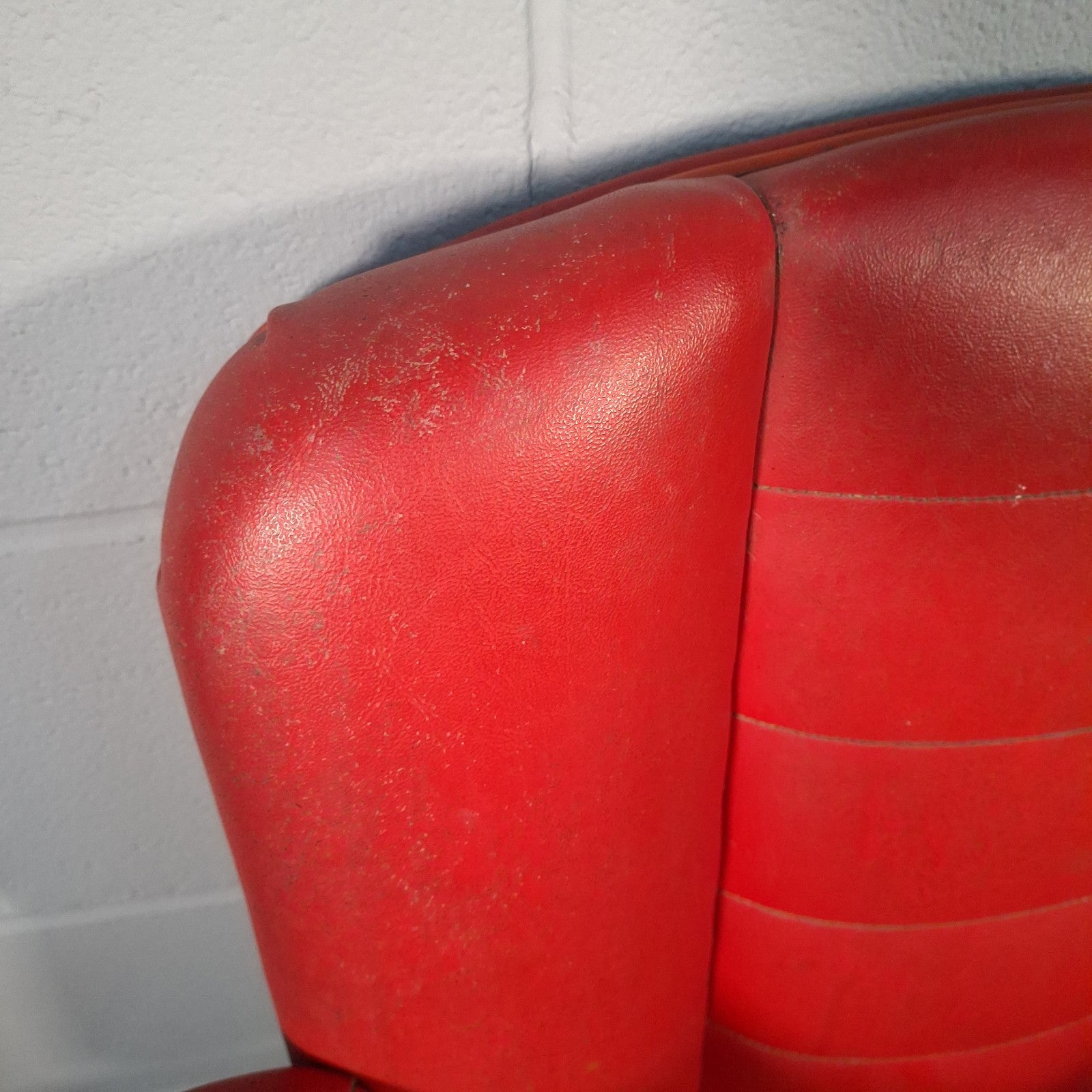 Vintage Red Vinyl Swivel Armchair | Barber Salon Style | Used | Restoration Project