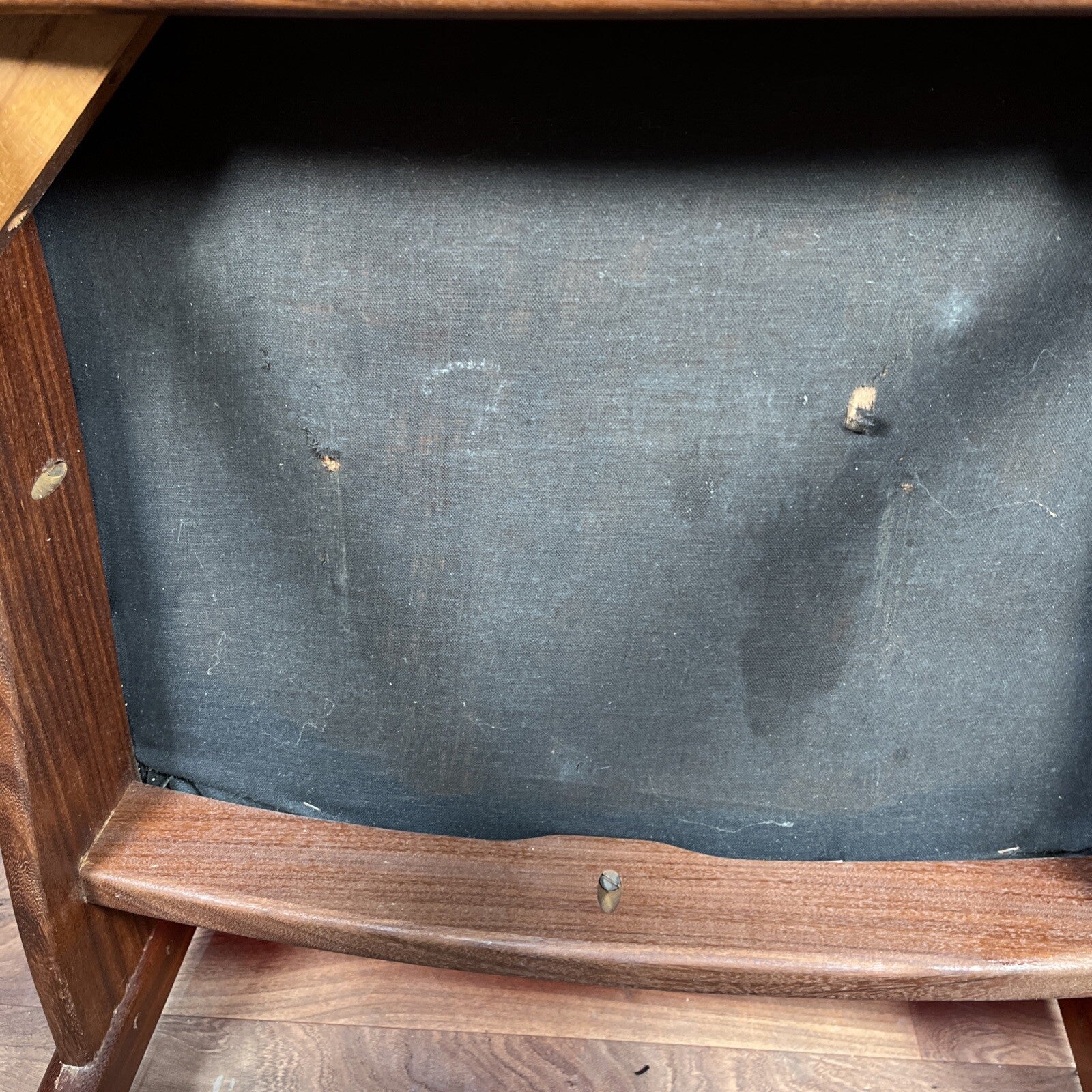 Glostrup Møbelfabrik Vintage Teak & Skai Chair | Danish 1960s Mid-Century | Black Vinyl | Used