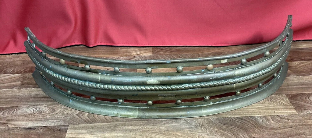 Curved Brass Fireplace Fender Tall Rope Design Curb Gate Vintage