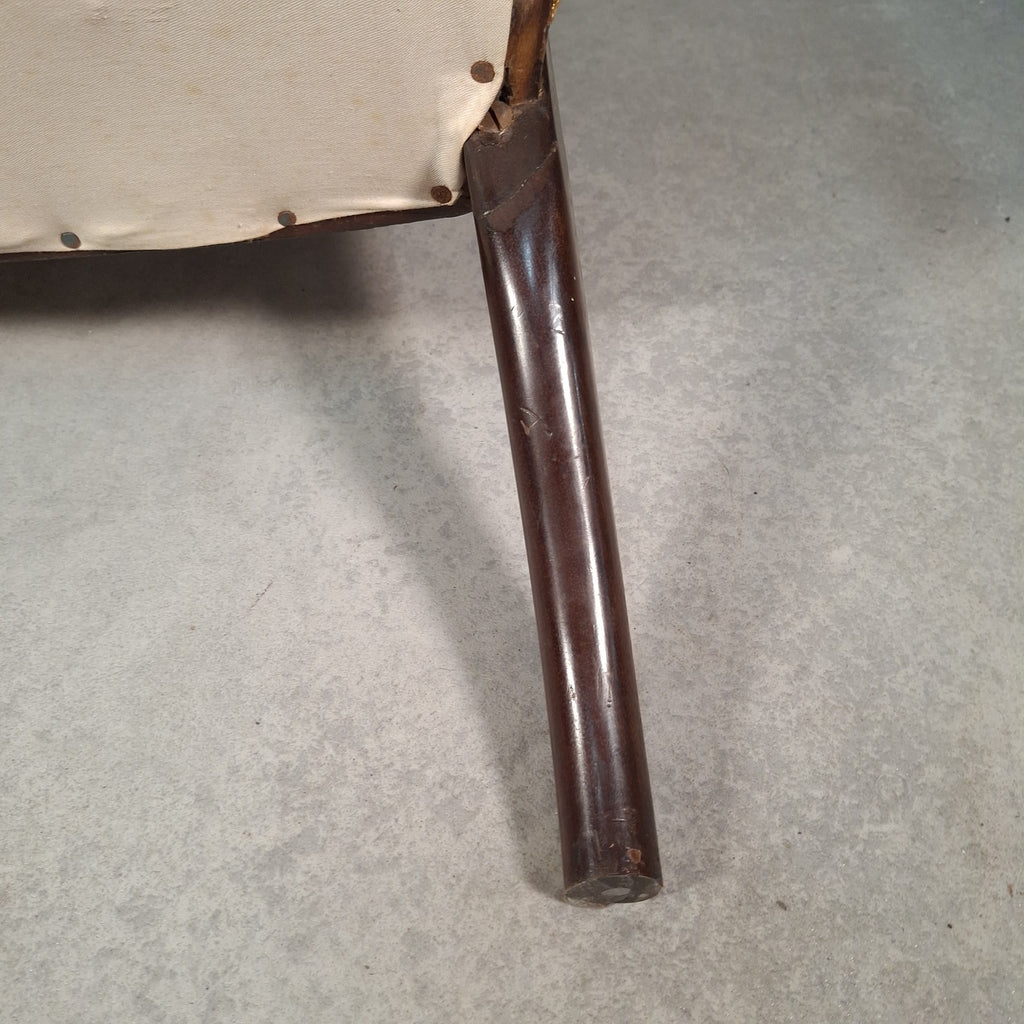 Edwardian Mahogany Elbow Armchair | Inlaid Back | Cut-Down Legs | Restoration Project | Used