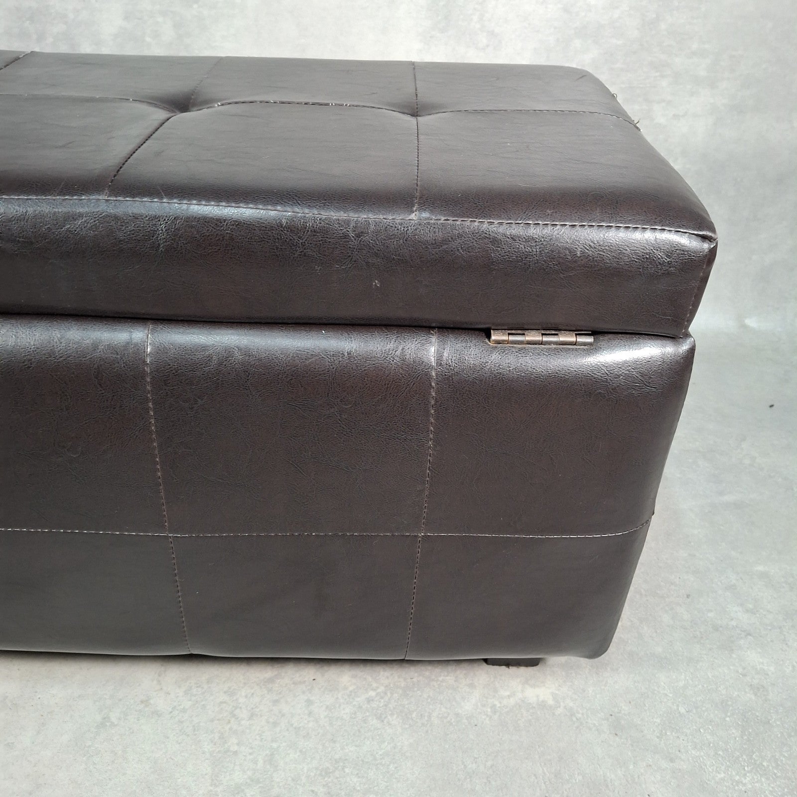 Brown Faux Leather Storage Ottoman Bench Seat Footstool Blanket Box Pouffe
