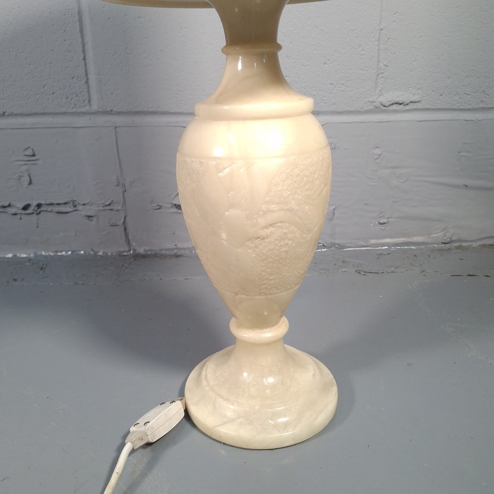 Vintage Alabaster Table Lamp with Matching Alabaster Shade | Mid-Century | Tested & Working | Used