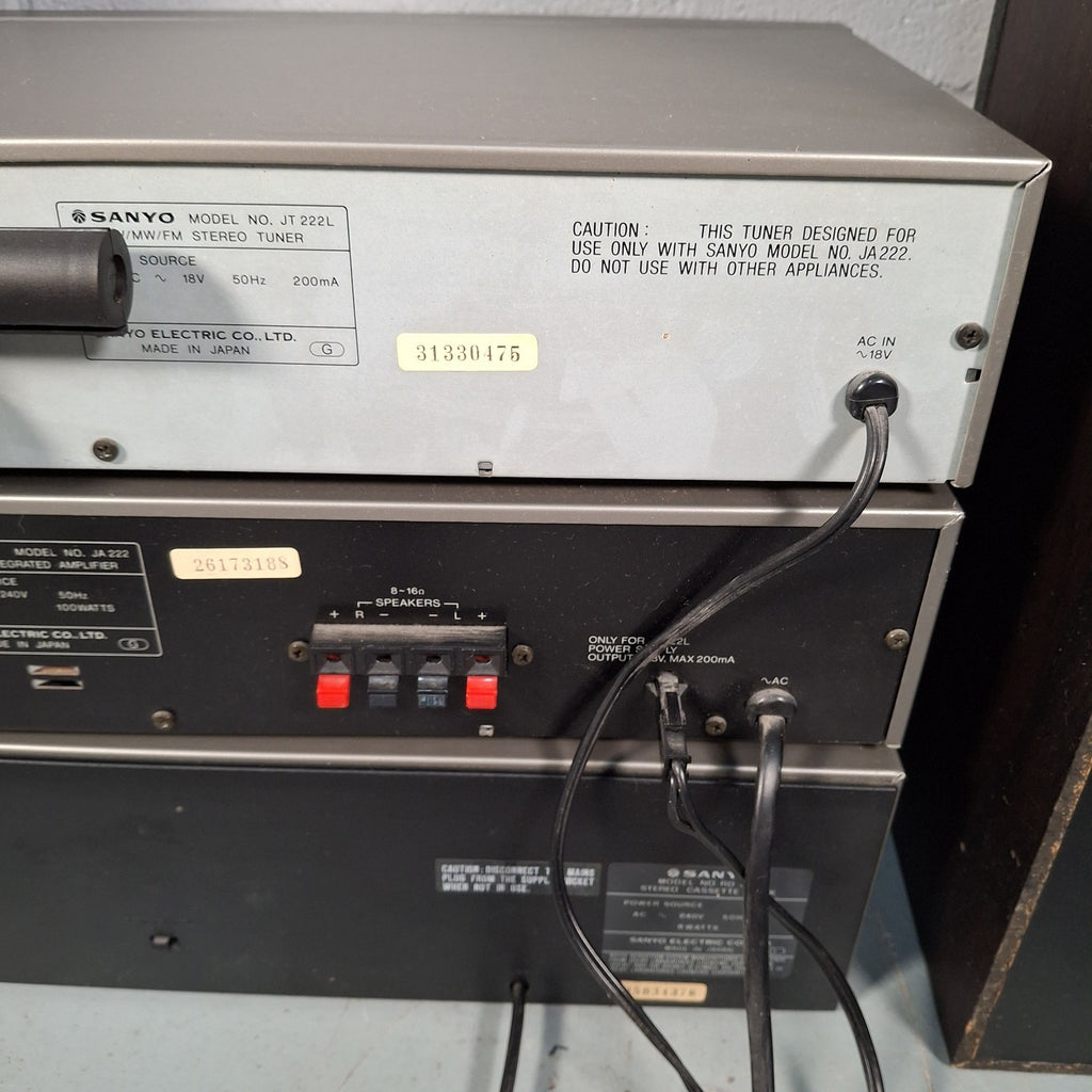 Sanyo Hi-Fi System 222 Tuner Amp Cassette Deck & Speakers — Cassette Deck Faulty