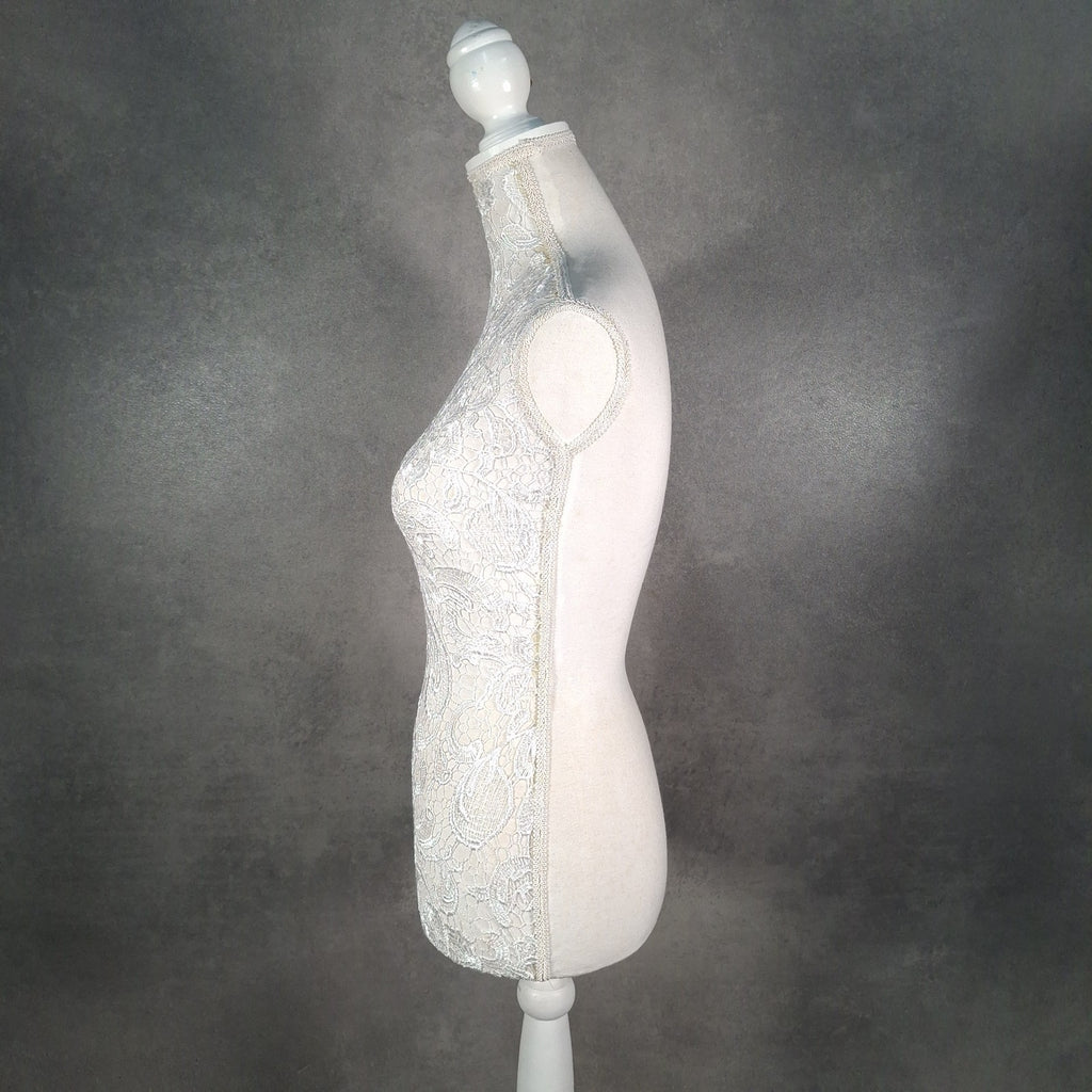 Dressmakers Mannequin Display Lace Covered Female Stand White Shabby Chic