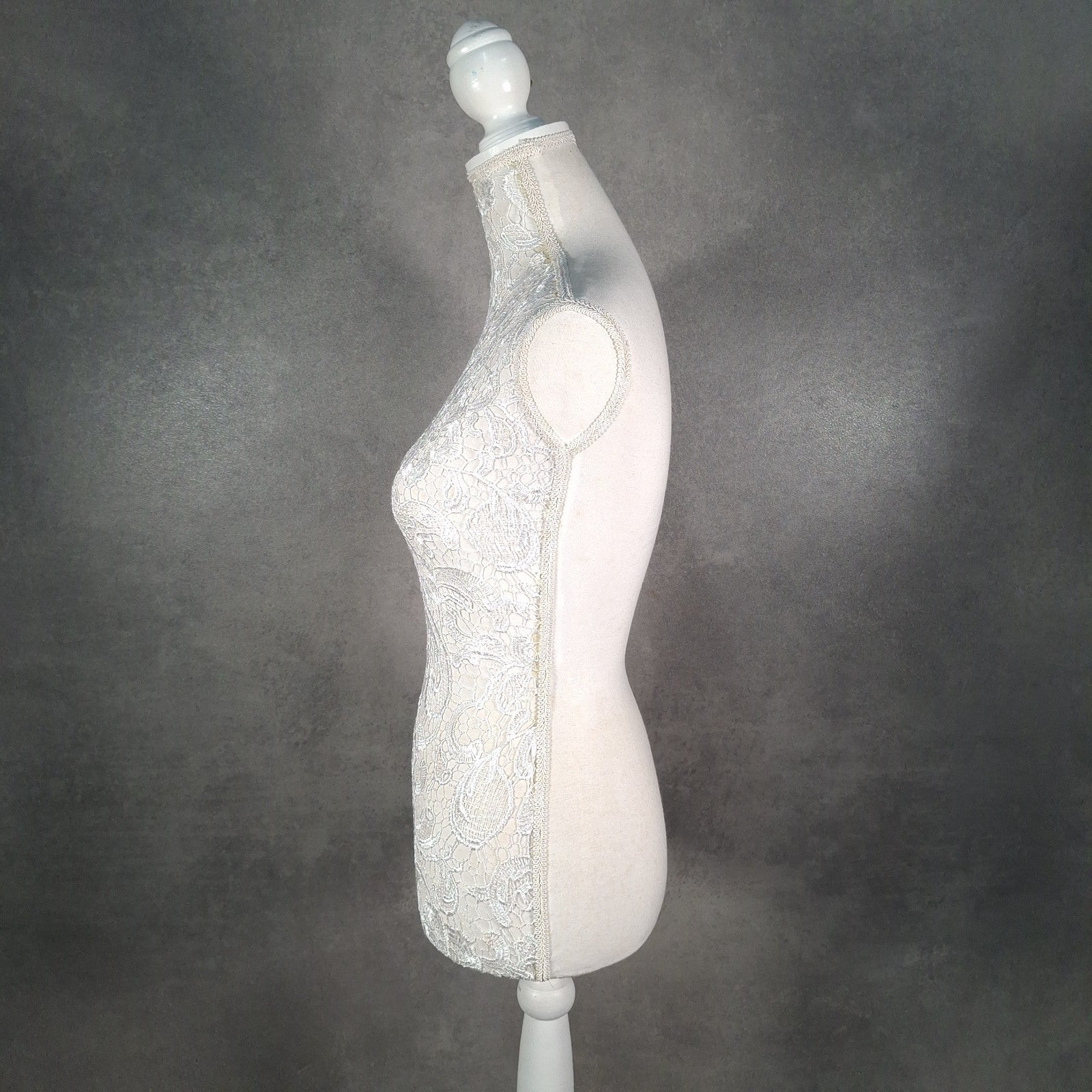 Dressmakers Mannequin Display Lace Covered Female Stand White Shabby Chic