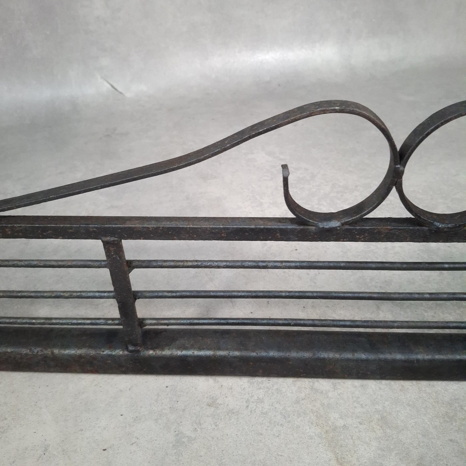 Vintage Black Metal Fireplace Fender | Hearth Kerb Guard | Wrought Iron Style | Used