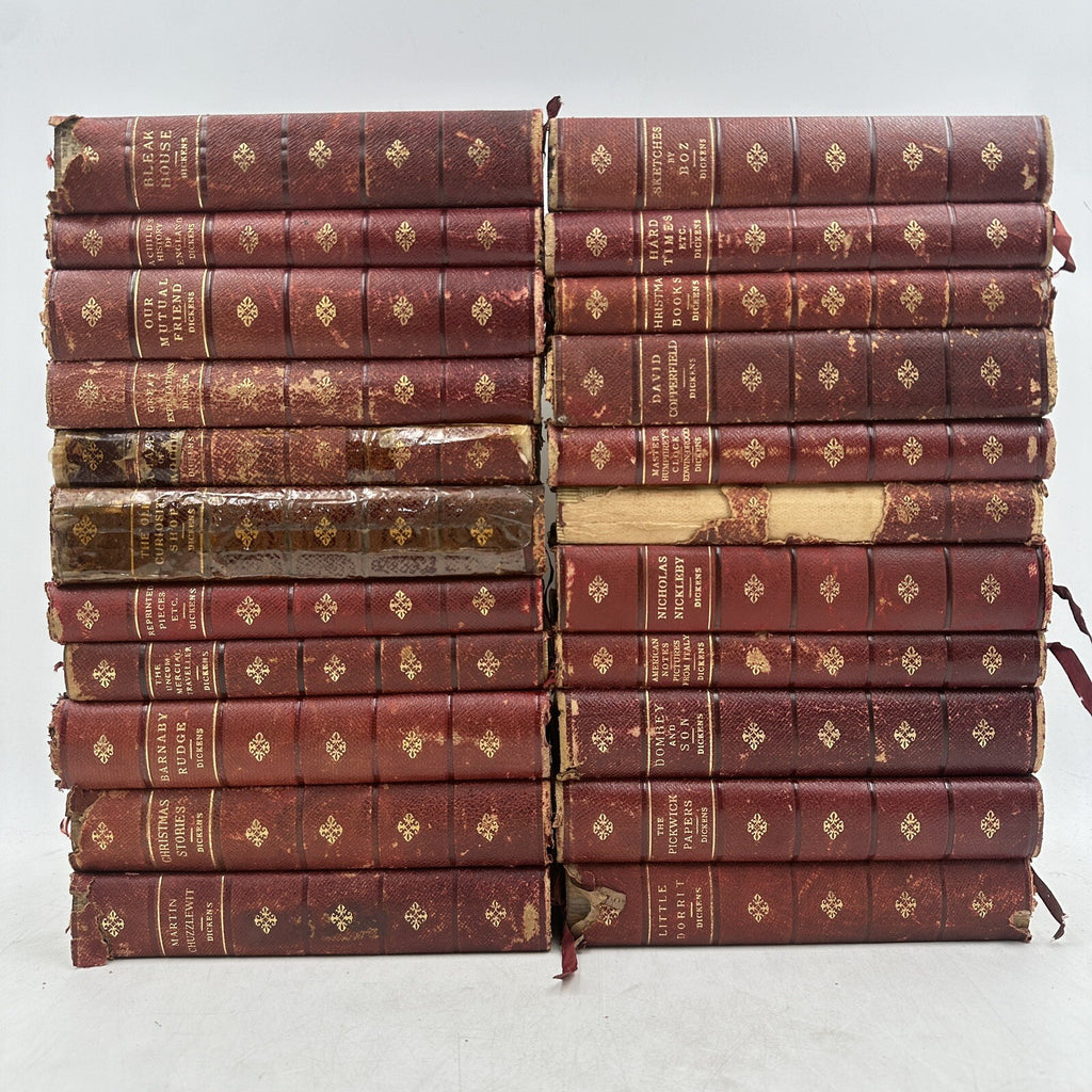 Collection 22 Books Fireside Dickens Works Chapman Hall Illustrated FULL LEATHER