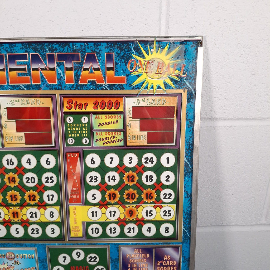 Bingo Continental Pinball Machine Glass Artwork Panel | Vintage 1980s/90s | Wall Art | Used