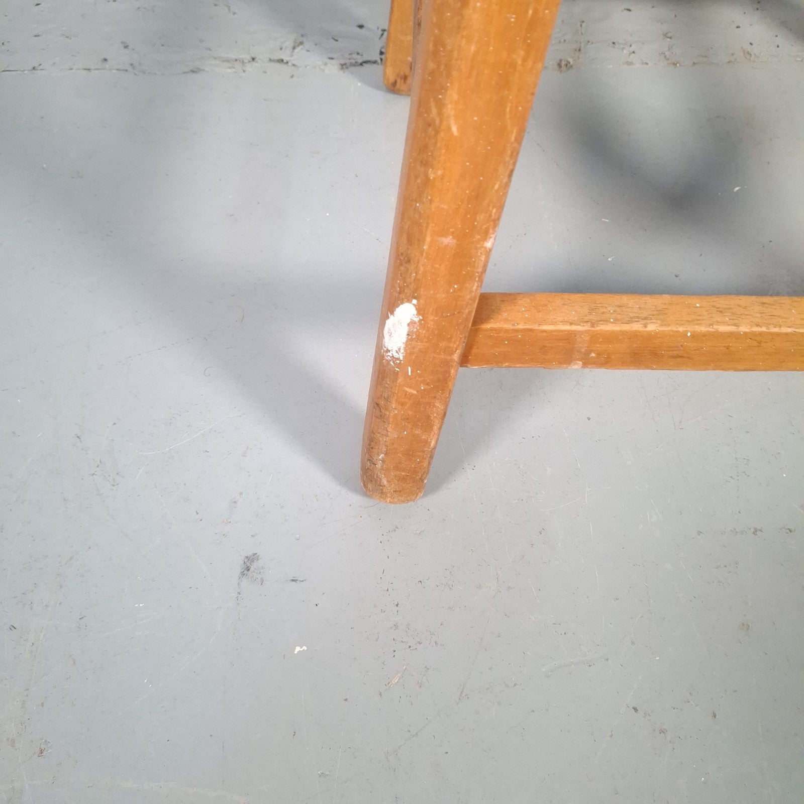 Mid Century Stool Blue Leatherette Topped Vintage Prop