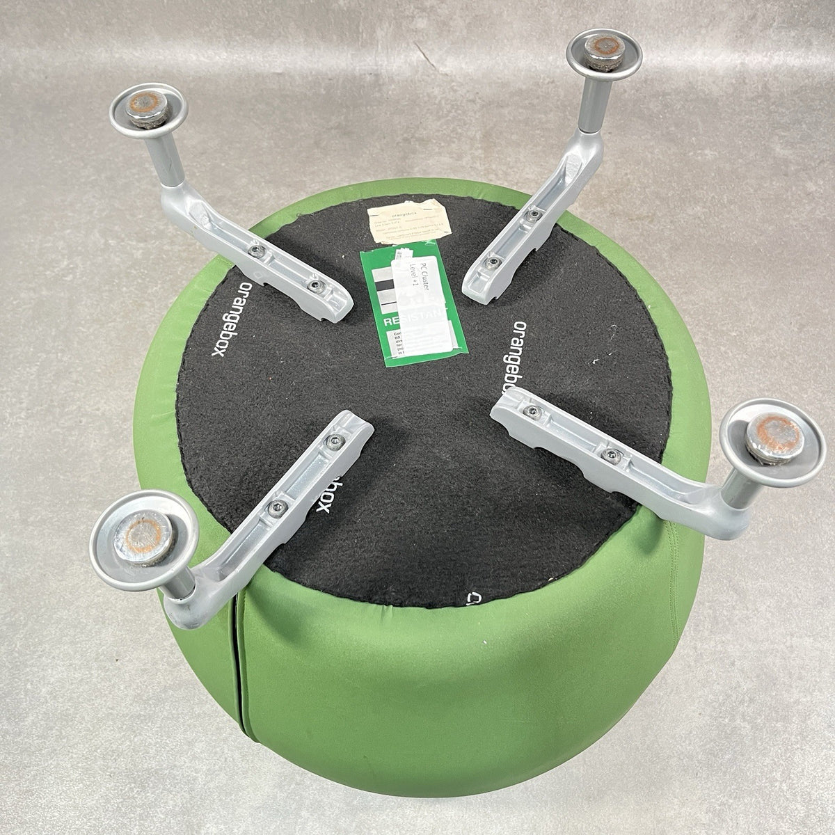 Orangebox Point-S Ottoman Footstool Pouffe - Green Fabric, Aluminium Legs, Used, UK Made 2012
