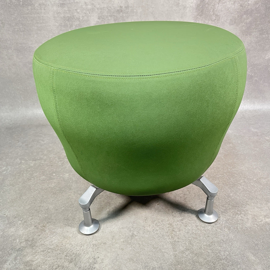 Orangebox Point-S Ottoman Footstool Pouffe - Green Fabric, Aluminium Legs, Used, UK Made 2012