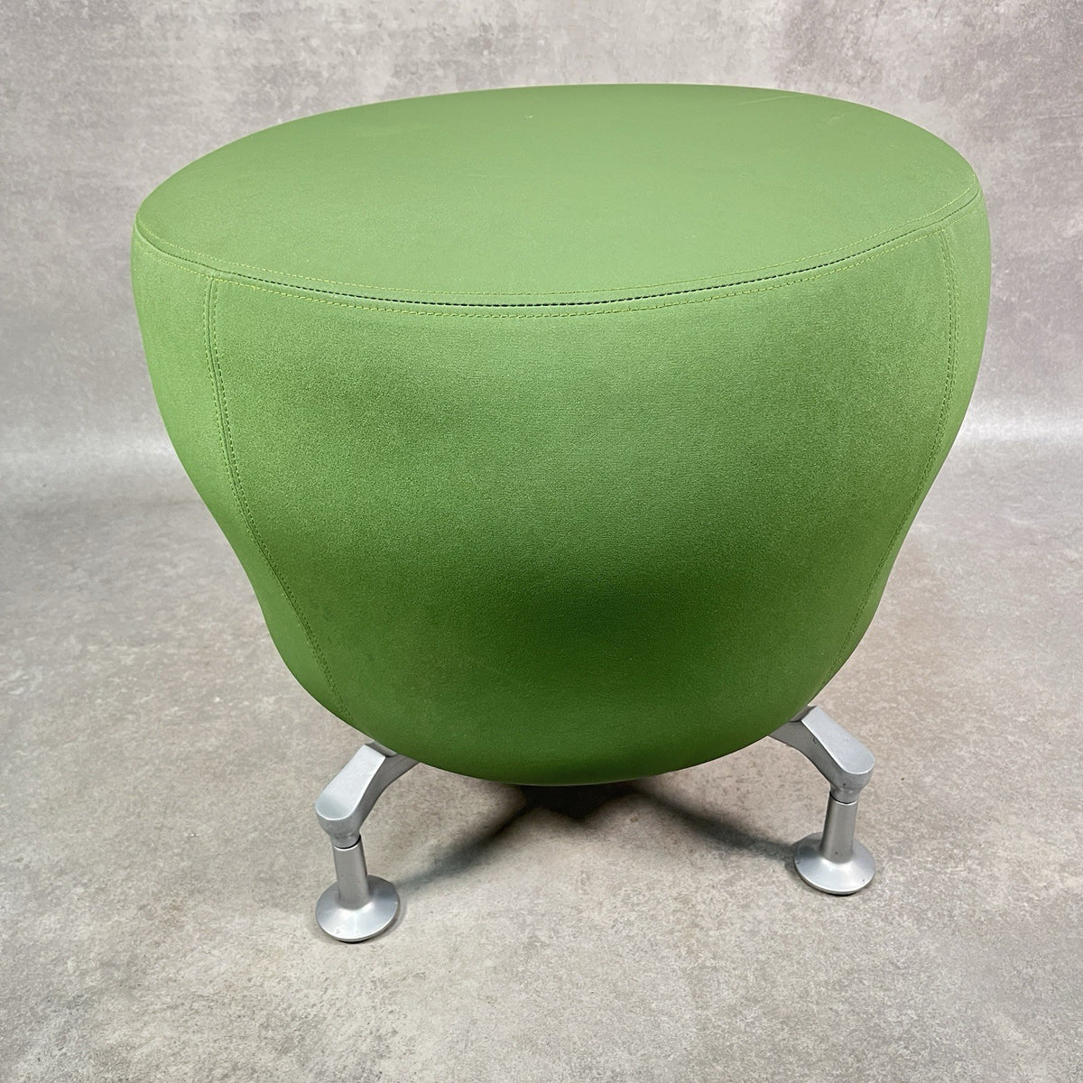 Orangebox Point-S Ottoman Footstool Pouffe - Green Fabric, Aluminium Legs, Used, UK Made 2012