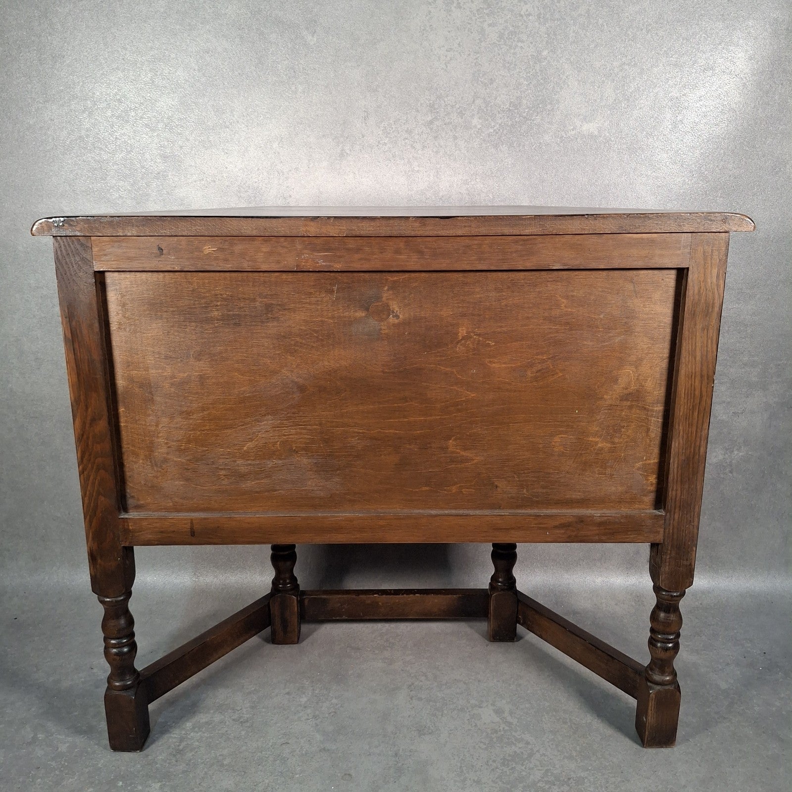 Old Charm Wood Bros Oak Hall Stand Cabinet – Carved Tudor Style Side Cupboard