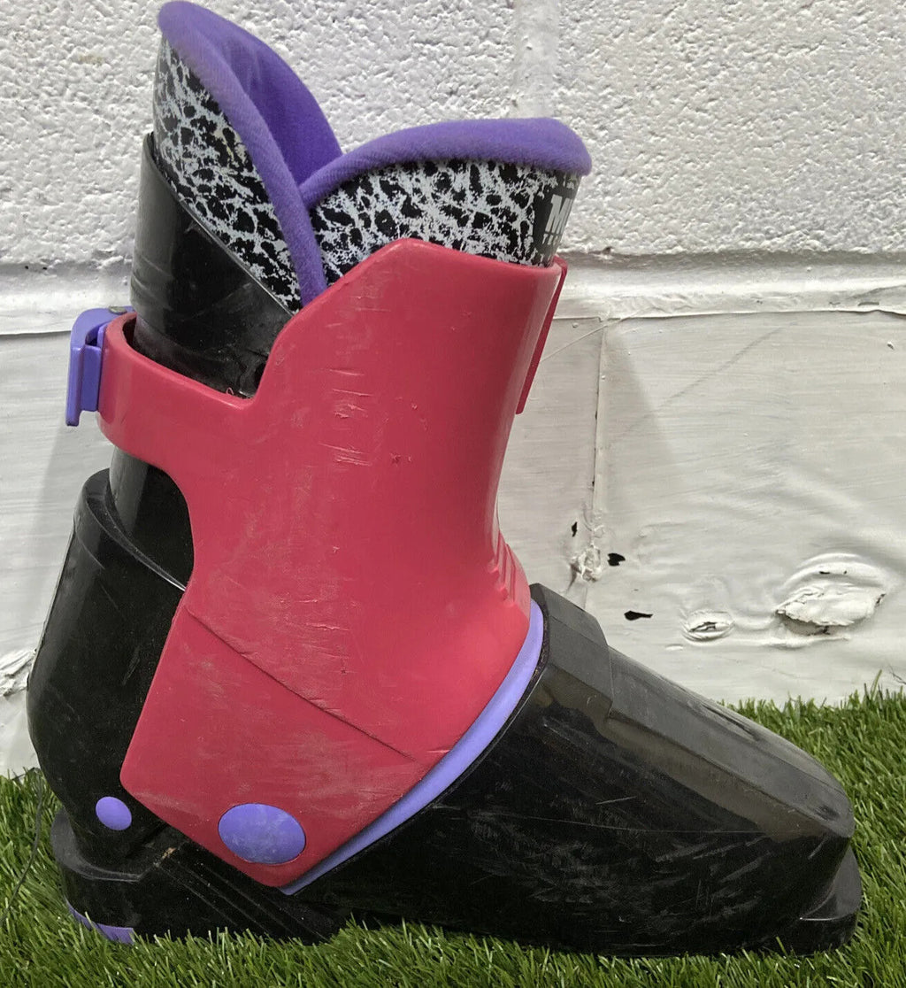 Munari Tech Color MS 22 Vintage 1990s Ski Boots - Black, Rubin & Violet - MP 25 / UK 6.5 - Made in Italy - Boxed