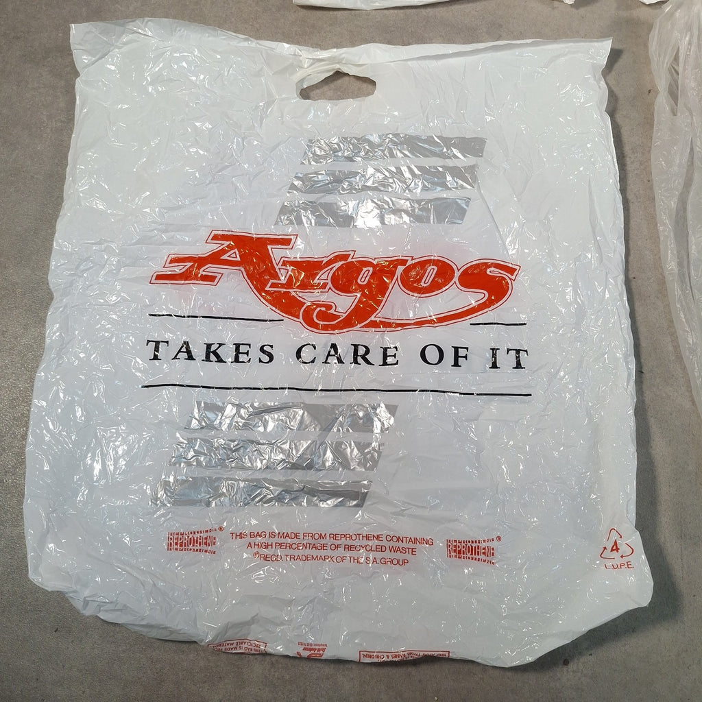 Vintage Carrier Bags Set of 4 - Morrisons, Argos, Sainsbury's, Plymco - 1990s/2000s - Prop / Collector - Used