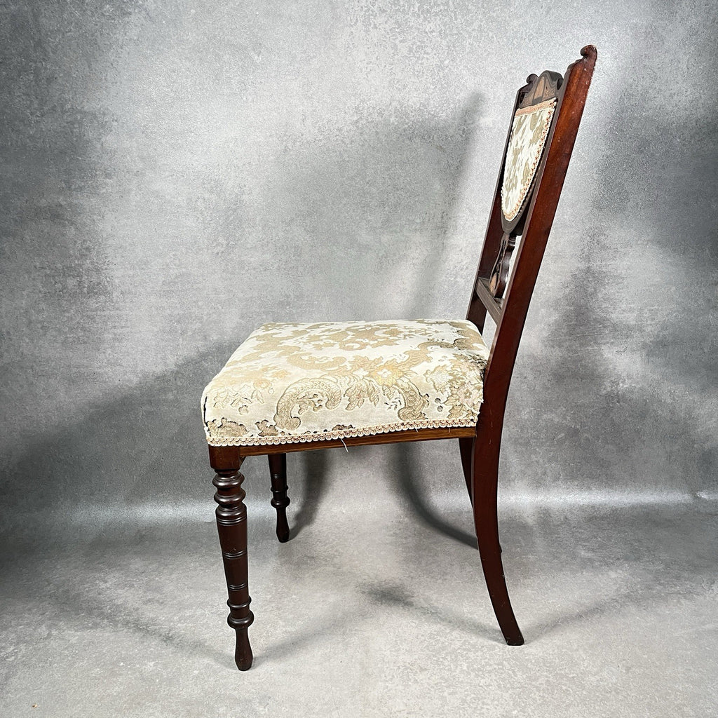 Bedroom Chair Edwardian Inlaid Mahogany Satinwood Fan Motif Detail c1900 Antique