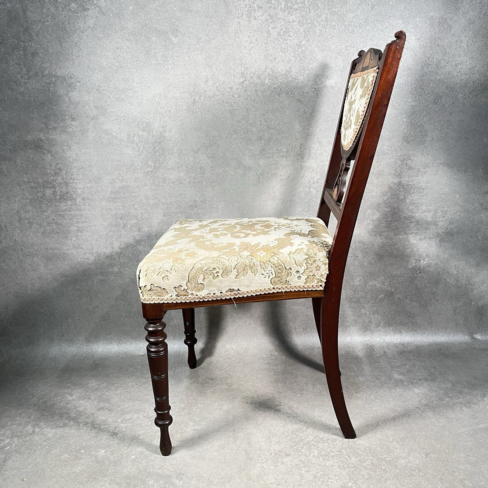 Bedroom Chair Edwardian Inlaid Mahogany Satinwood Fan Motif Detail c1900 Antique