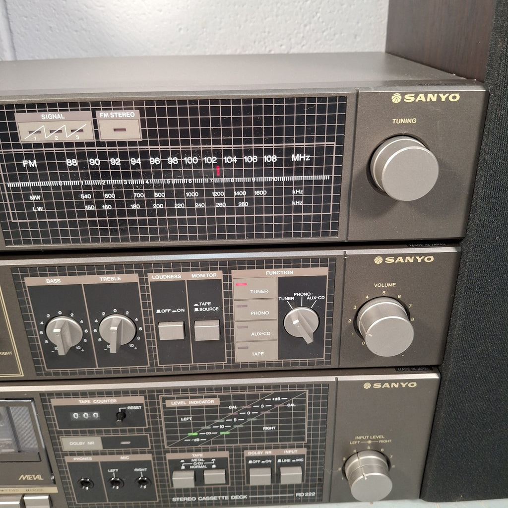 Sanyo Hi-Fi System 222 Tuner Amp Cassette Deck & Speakers — Cassette Deck Faulty