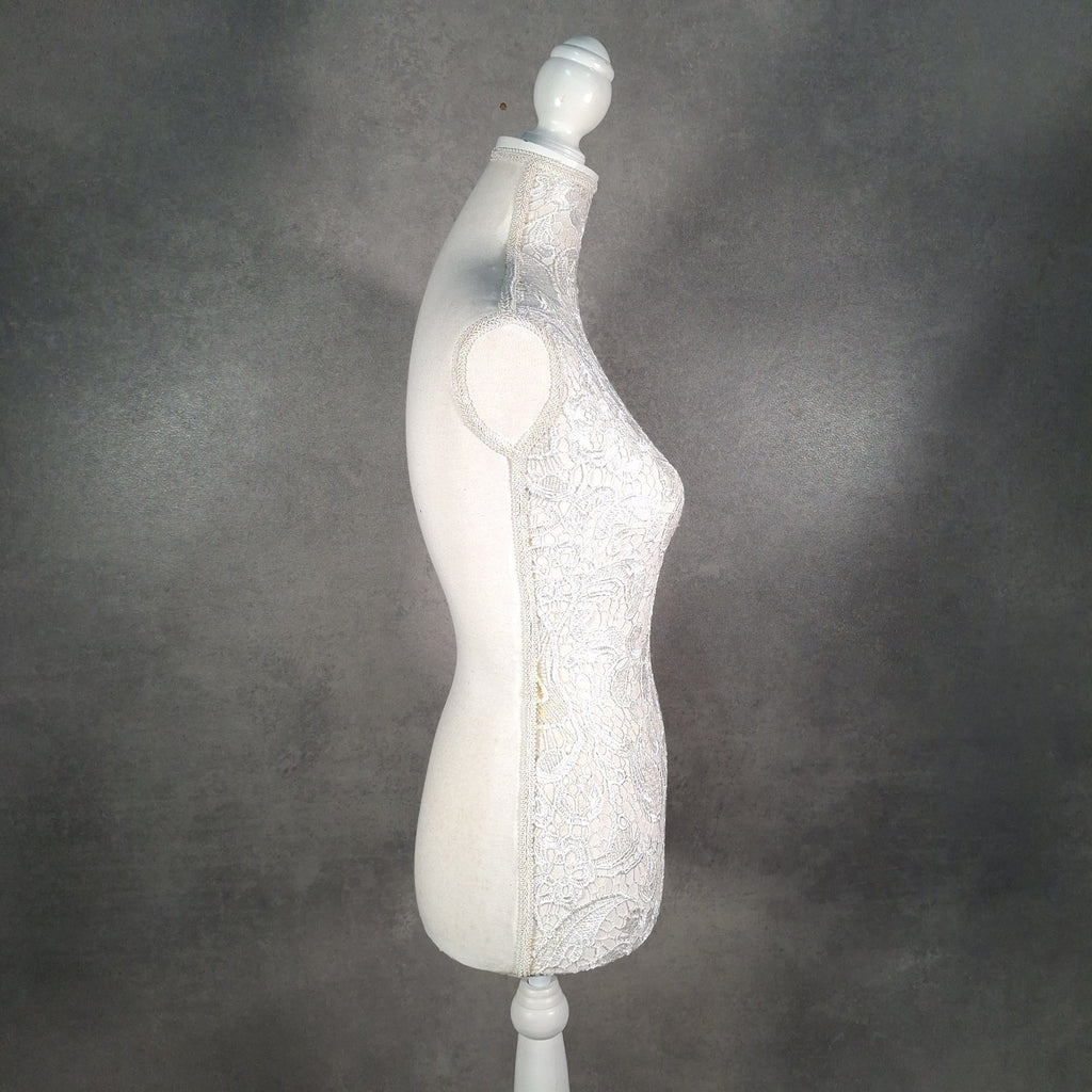 Dressmakers Mannequin Display Lace Covered Female Stand White Shabby Chic