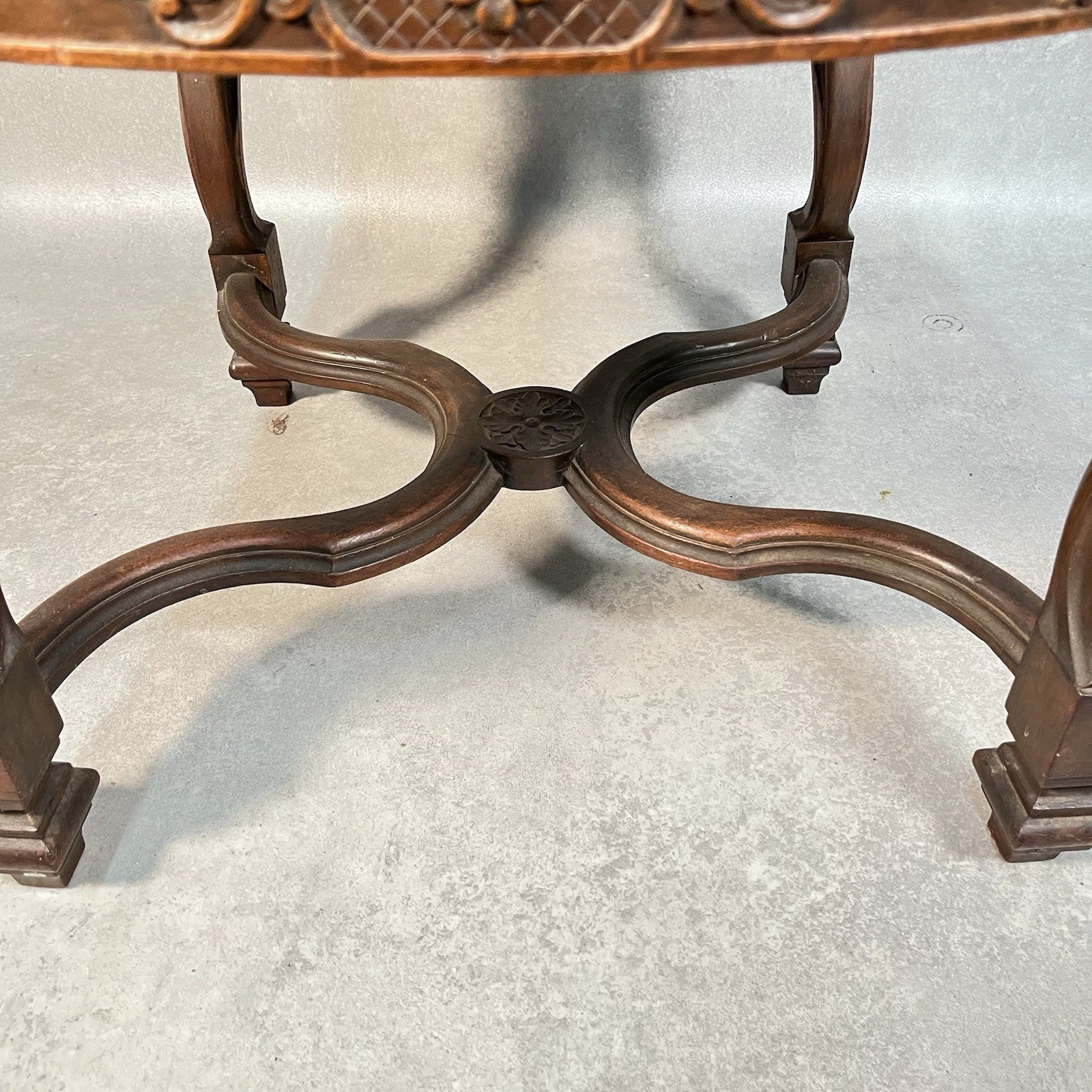 Antique Victorian Renaissance Revival Oak Hall Chair c.1880s Tooled Leather Seat