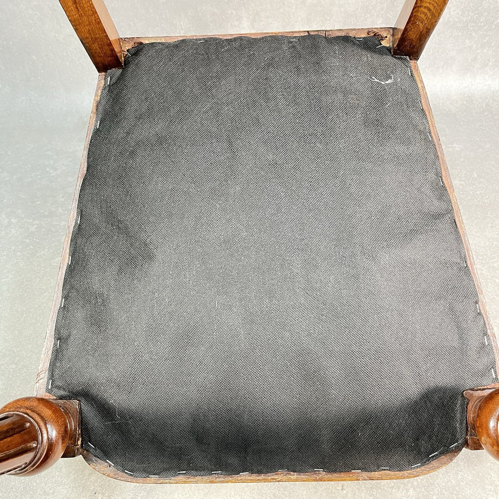 Victorian Scroll Back Mahogany Dining Chair | c.1880 | Brass Castors | Antique | Used