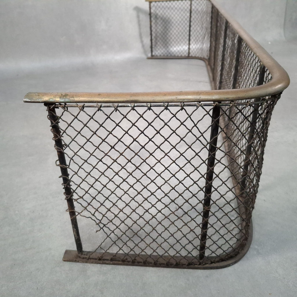 Antique 19th Century Nursery Spark Guard Brass Rim & Wire Mesh Fireplace Screen