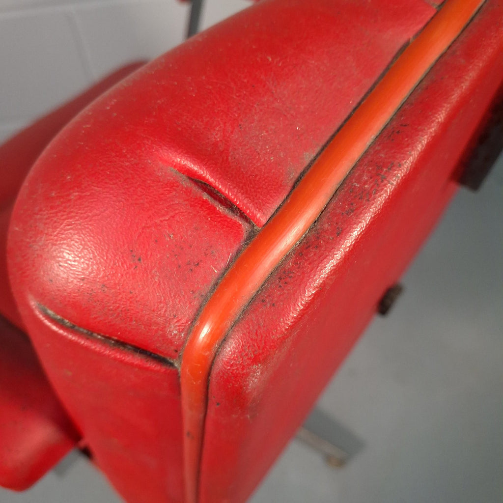 Vintage Red Vinyl Swivel Armchair | Barber Salon Style | Used | Restoration Project