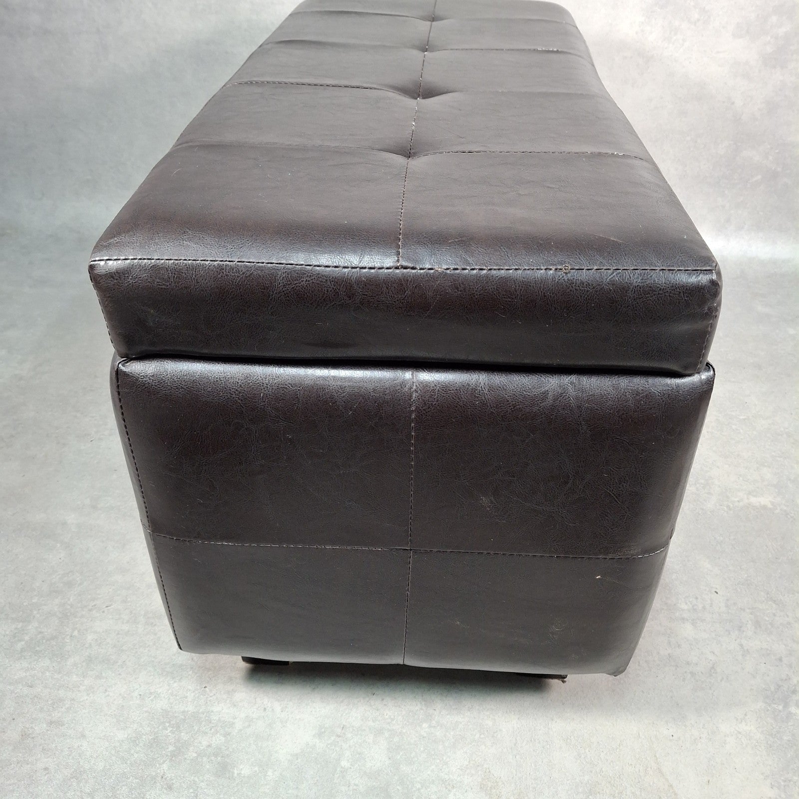 Brown Faux Leather Storage Ottoman Bench Seat Footstool Blanket Box Pouffe