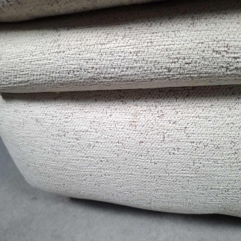 Footstool Pouffe Ottoman Geometric Pattern Fabric 80s 90s Upholstered VTG Beige