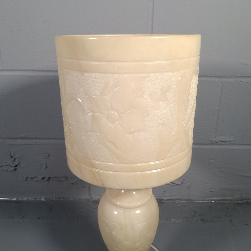 Vintage Alabaster Table Lamp with Matching Alabaster Shade | Mid-Century | Tested & Working | Used