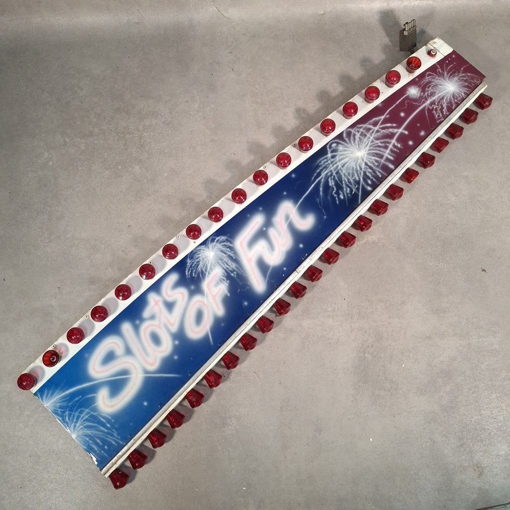 Vintage Fairground “Slots of Fun” Illuminated Lightbox Panel | Arcade Sign | 145cm | Used