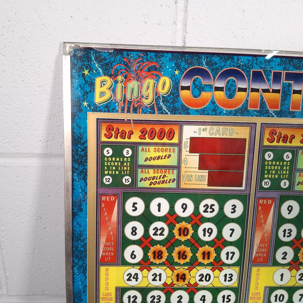 Bingo Continental Pinball Machine Glass Artwork Panel | Vintage 1980s/90s | Wall Art | Used
