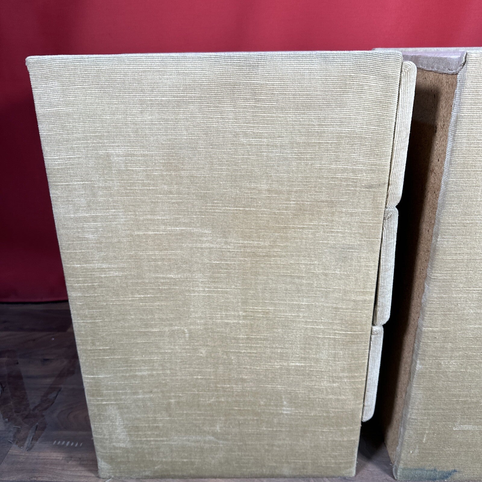 Velvet Bedside Vanity Cabinets Tables Mid Century 1970s Beige