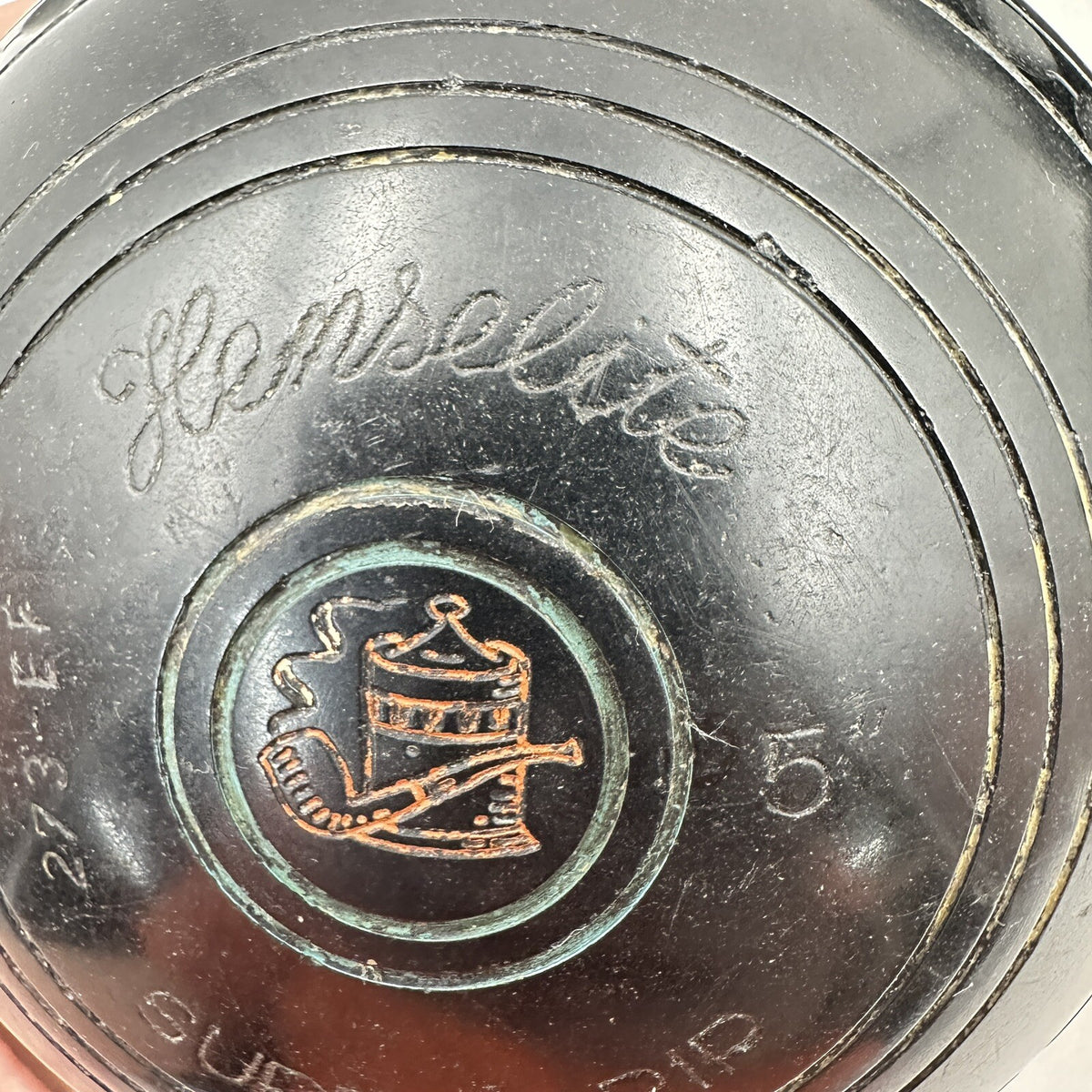 Henselite Super-Grip Lawn Bowls - Size 5 - Bias 273-EF - Set of 4 - BIBC Approved - Vintage - Used