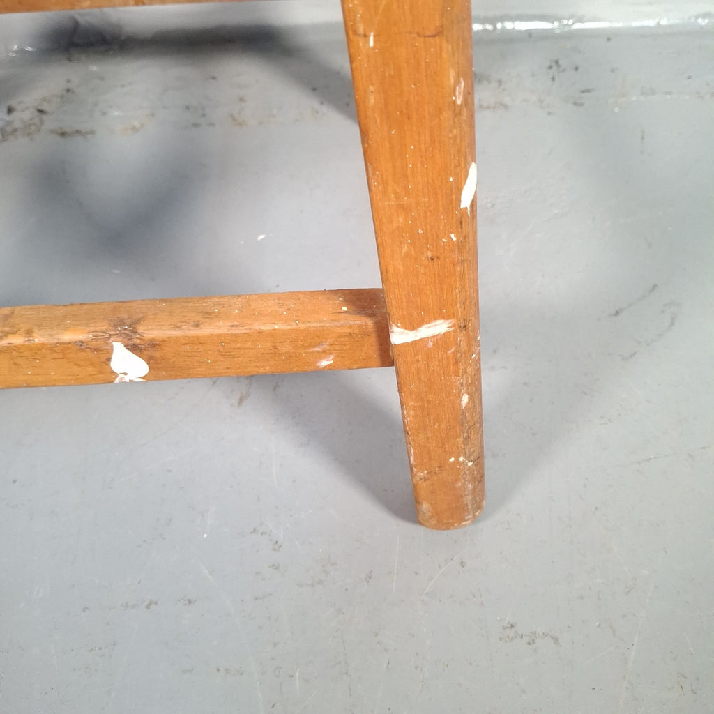 Mid Century Stool Blue Leatherette Topped Vintage Prop