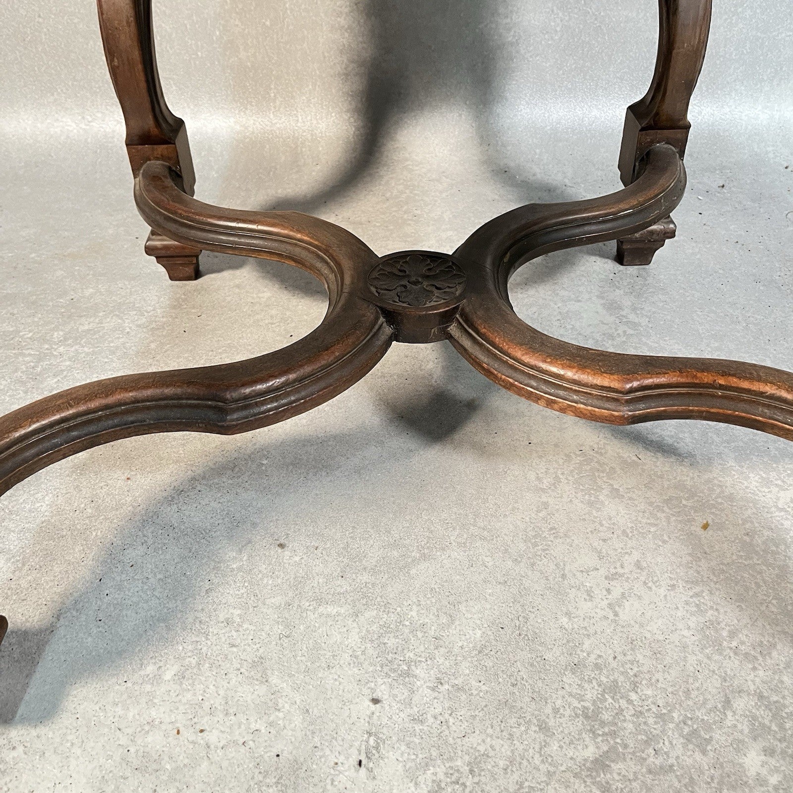 Antique Victorian Renaissance Revival Oak Hall Chair c.1880s Tooled Leather Seat