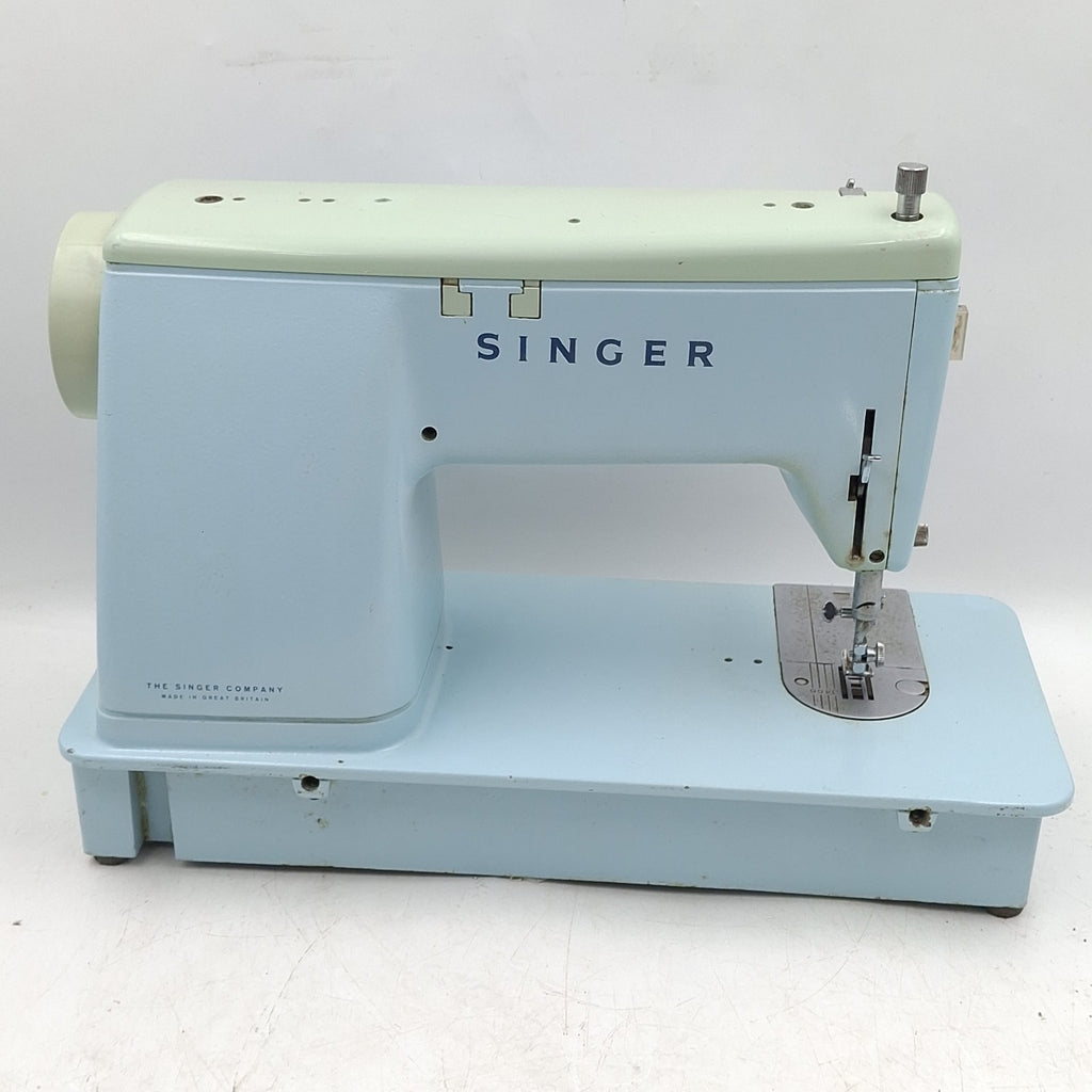 Vintage 60s Singer 347 Electric Heavy Duty Sewing Machine Duck Egg Blue W/pedal