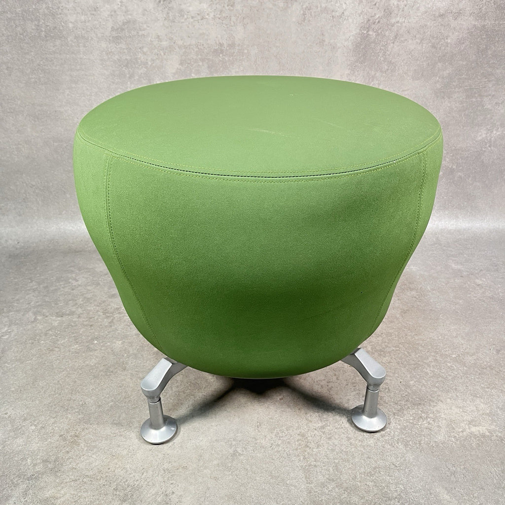 Orangebox Point-S Ottoman Footstool Pouffe - Green Fabric, Aluminium Legs, Used, UK Made 2012
