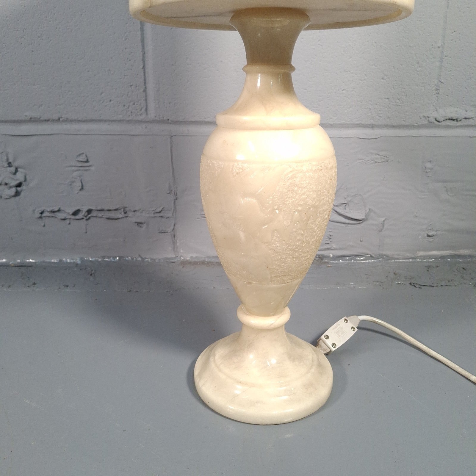 Vintage Alabaster Table Lamp with Matching Alabaster Shade | Mid-Century | Tested & Working | Used
