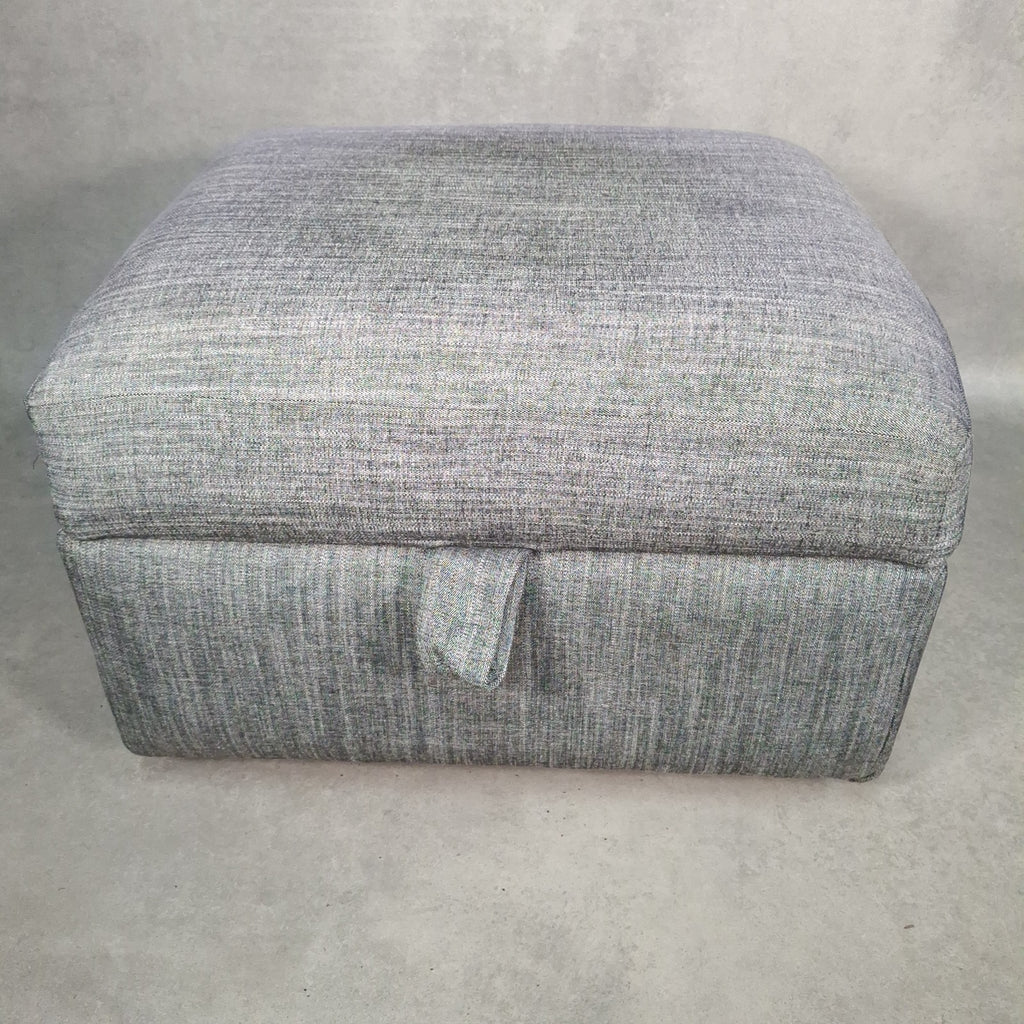 Grey Fabric Lift-Top Storage Ottoman on Castors | Reupholstered | Used