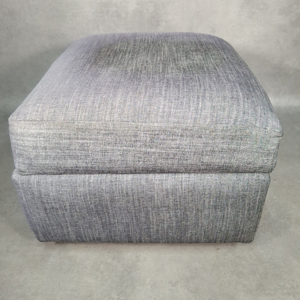 Grey Fabric Lift-Top Storage Ottoman on Castors | Reupholstered | Used