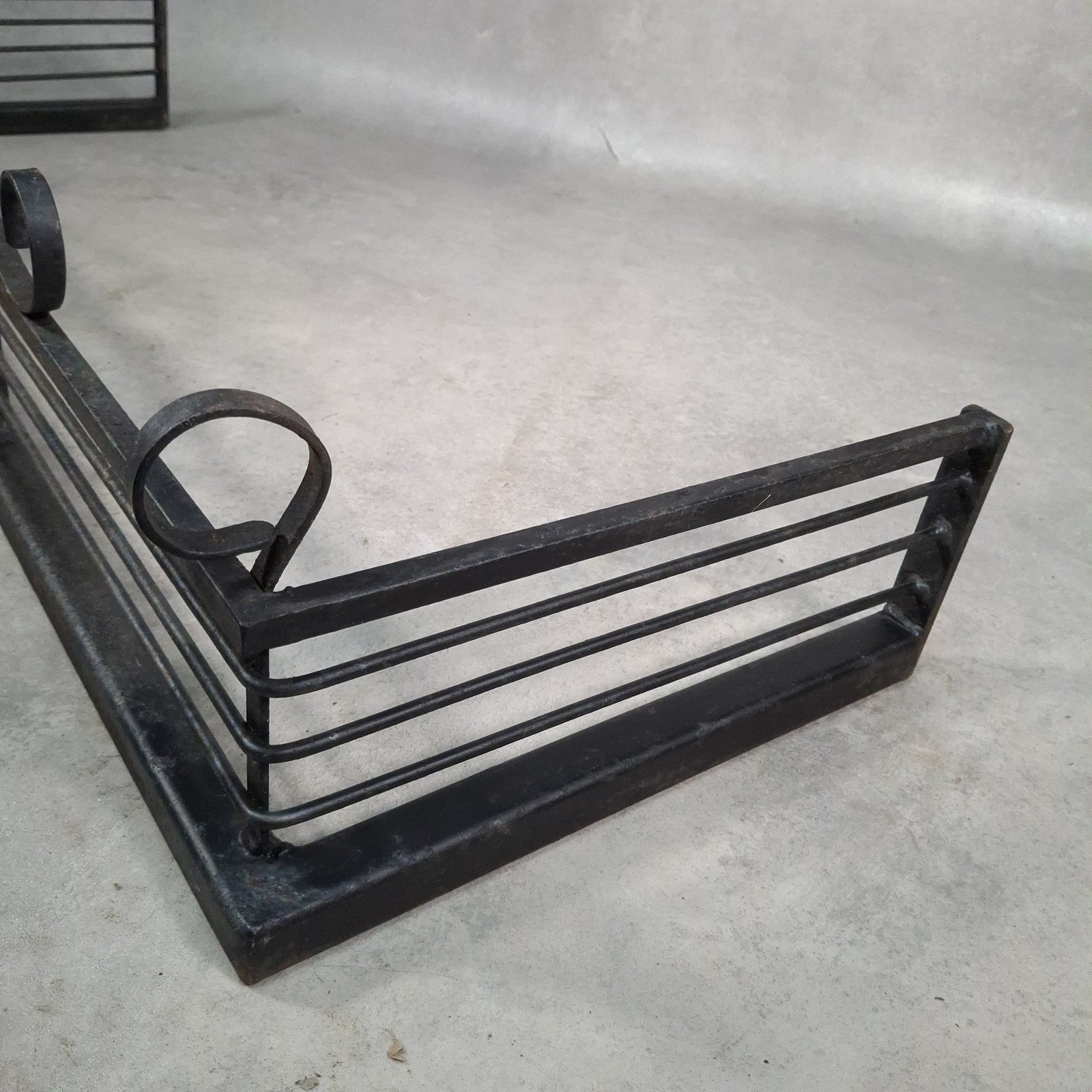 Vintage Black Metal Fireplace Fender | Hearth Kerb Guard | Wrought Iron Style | Used