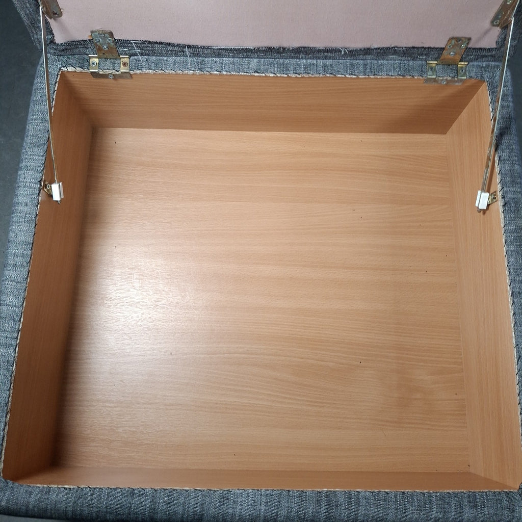 Grey Fabric Lift-Top Storage Ottoman on Castors | Reupholstered | Used