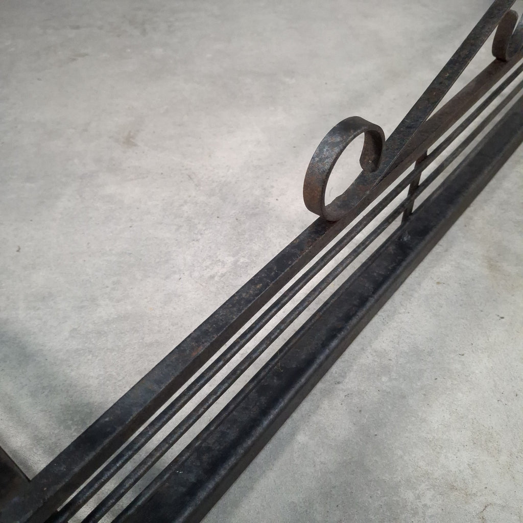 Vintage Black Metal Fireplace Fender | Hearth Kerb Guard | Wrought Iron Style | Used