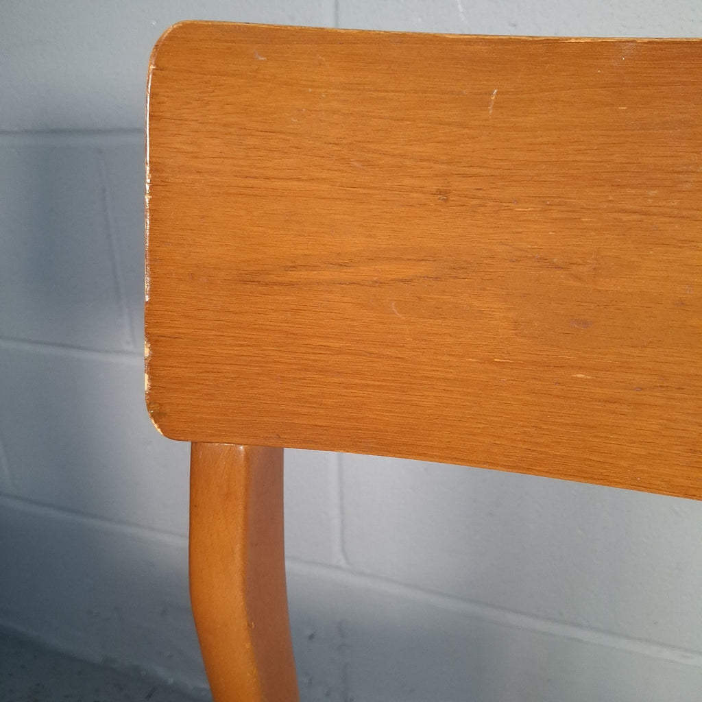 Vintage Mid-Century Modern Dining Chair | Teak Tone Wood & Woven Seat | Used | Previously Glued