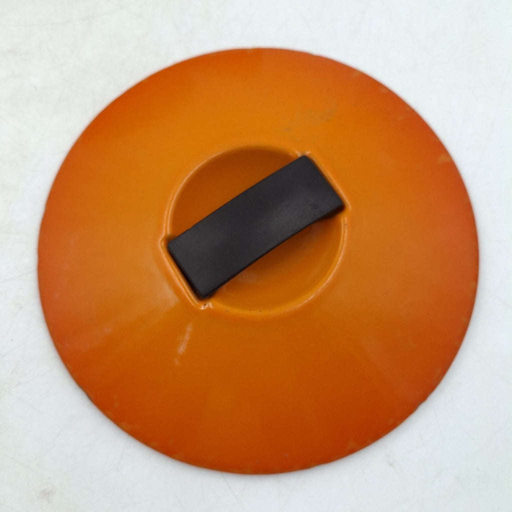 Vintage Cousances 18 Cast Iron Saucepan with Lid - Orange Enamel - Made in France - Used