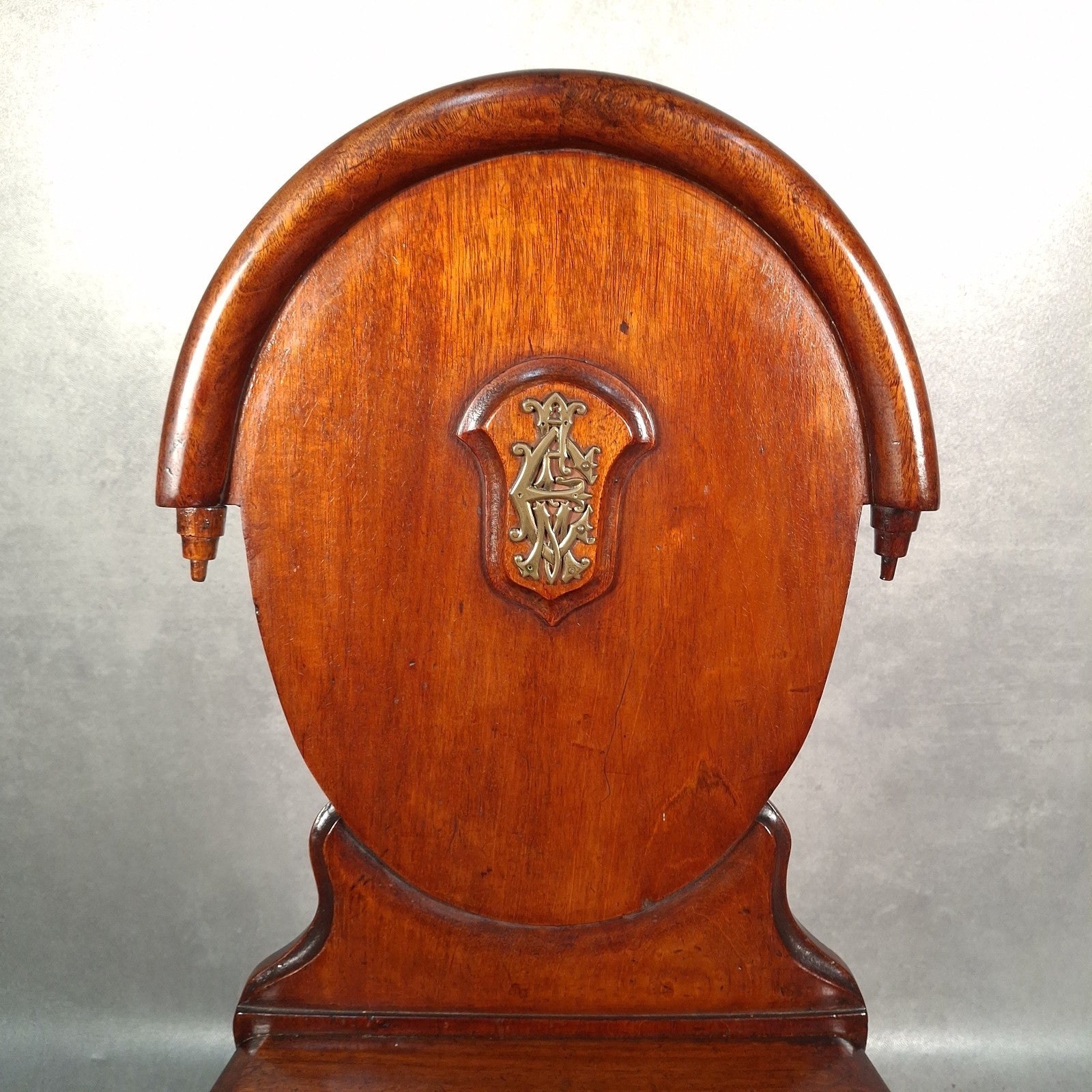 Victorian Mahogany Shield Back Chair With Brass Monogram Initials Antique