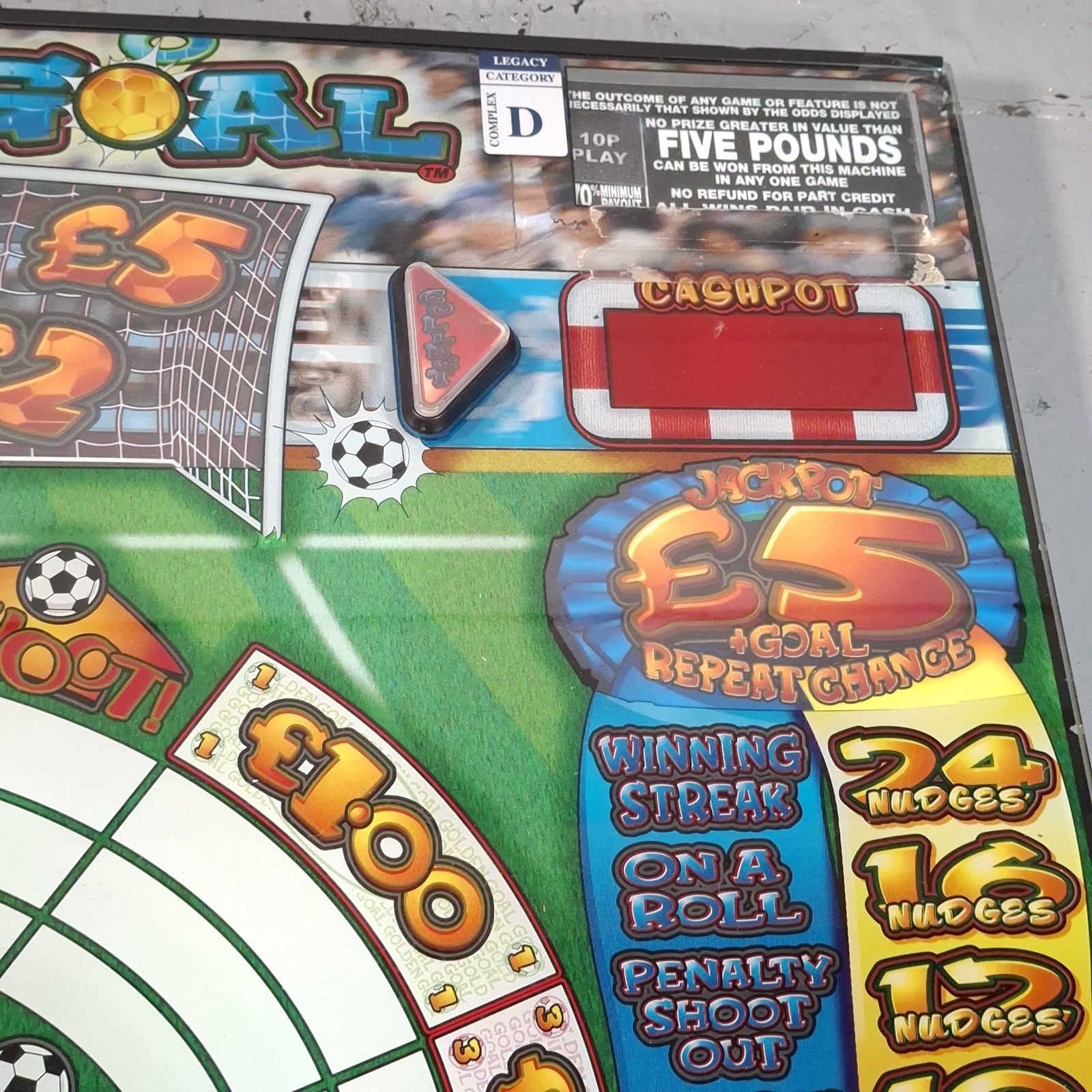 Sega Golden Goal Original Arcade Fruit Machine Glass Panels | Used | Wall Art | Man Cave